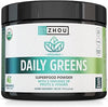 Zhou Organic Daily Greens Powder - Green Apple Flavor, 5 oz (30 Servings)