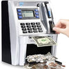2022 Upgraded ATM Piggy Bank for Real Money ATM Savings Bank Machine for Kids Adults with Card Mini ATM Money Machine Coin Bill Feeder Educational Toy Christmas Birthday Gift(Silver/Black)
