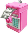 Electronic Piggy Bank Code Lock for Kids Baby Toy, Mini ATM Safe Coin Cash Banks Real Money Saving Box with Password, Auto Money Scroll for Children,Boys Girls Birthday Gift (Deep Pink)