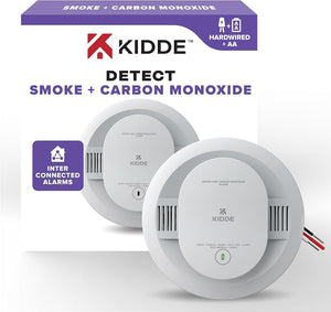 Kidde Hardwired Combination Smoke and Carbon Monoxide Detector with Interconnected Alarm, LED Warning Lights, and AA Backup Battery, 30CUAR