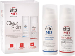 Eltamd Clear Skin Daily Duo Kit with AM Restore Facial Moisturizer and UV Clear SPF 46 Face Sunscreen, For Acne Prone and Sensitive Skin - Personal Care