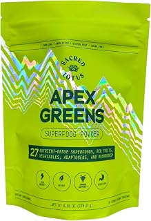 Sacred Lotus Apex Greens Superfood Powder | Nutrient-Rich Organic Super Greens Powder, Gut Health | Gluten & Sugar-Free, Green Juice Powder | Vegan Protein Powder Supplement - 33 Servings