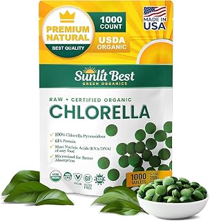Sunlit Best Organic Chlorella Tablets Pure Natural Superfood Pills 1000 CT