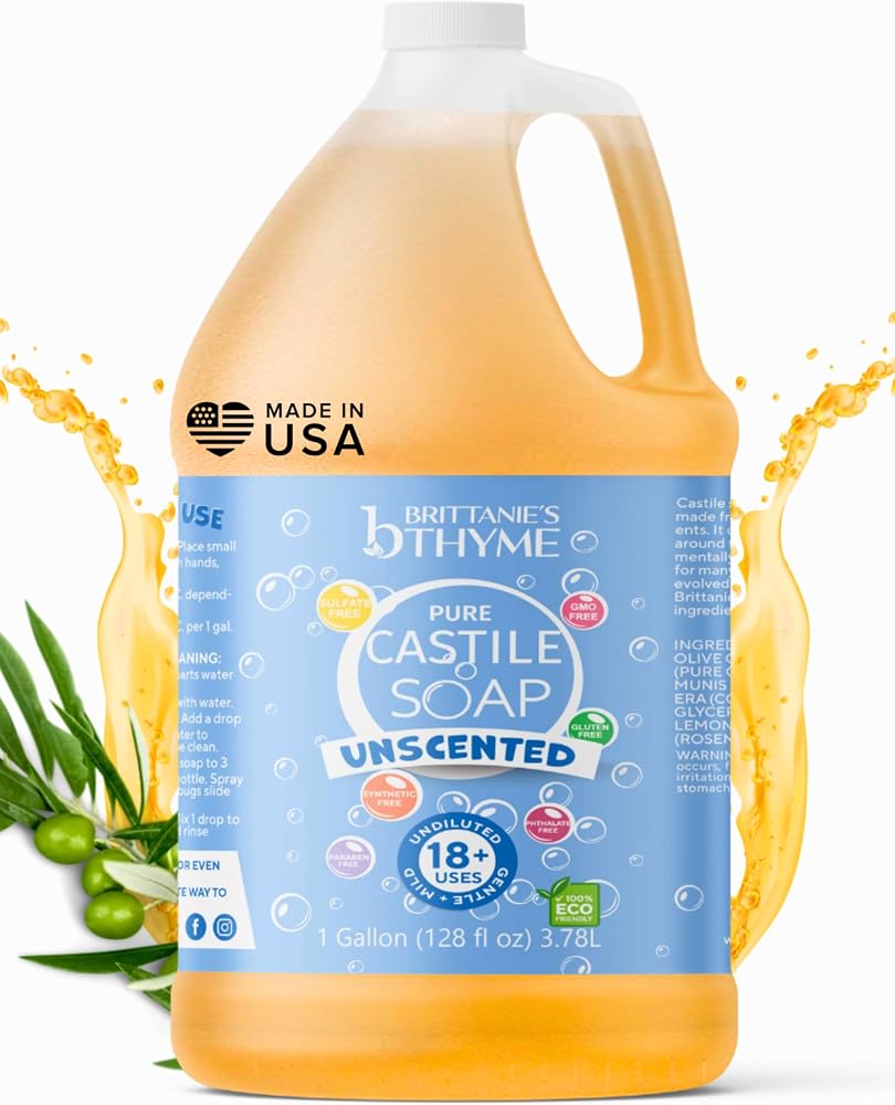Brittanie'S Pure Castile Liquid Olive Oil Soap Refill, Unscented, 1 Gallon - Personal Care