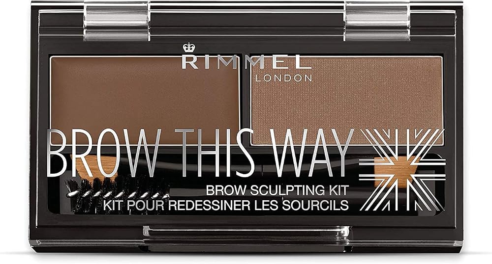 Rimmel Brow This Way Sculpting Kit, Medium Brown, Powder 0.04 Ounce, Wax 0.03 Ounce