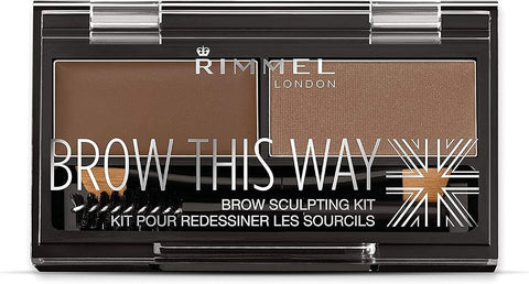 Rimmel Brow This Way Sculpting Kit, Medium Brown, Powder 0.04 Ounce, Wax 0.03 Ounce