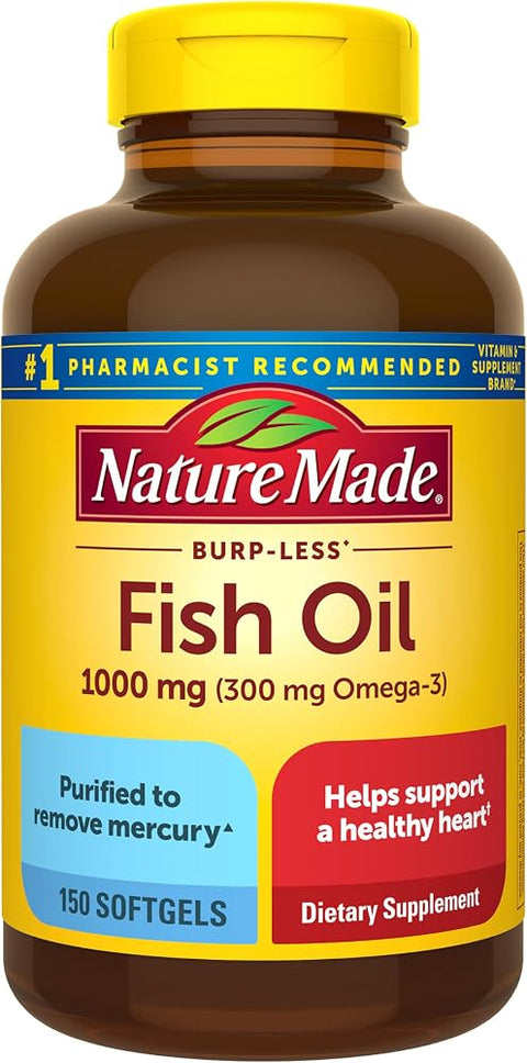 Burp Less Fish Oil Omega 3 1000 mg Softgels - Personal Care