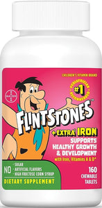 Flintstones Vitamins Chewable Kids Multivitamin with + Extra Iron for Toddler & Kid with Vitamin C, D, Vitamin B12, 160 Count (Packaging Will Vary)