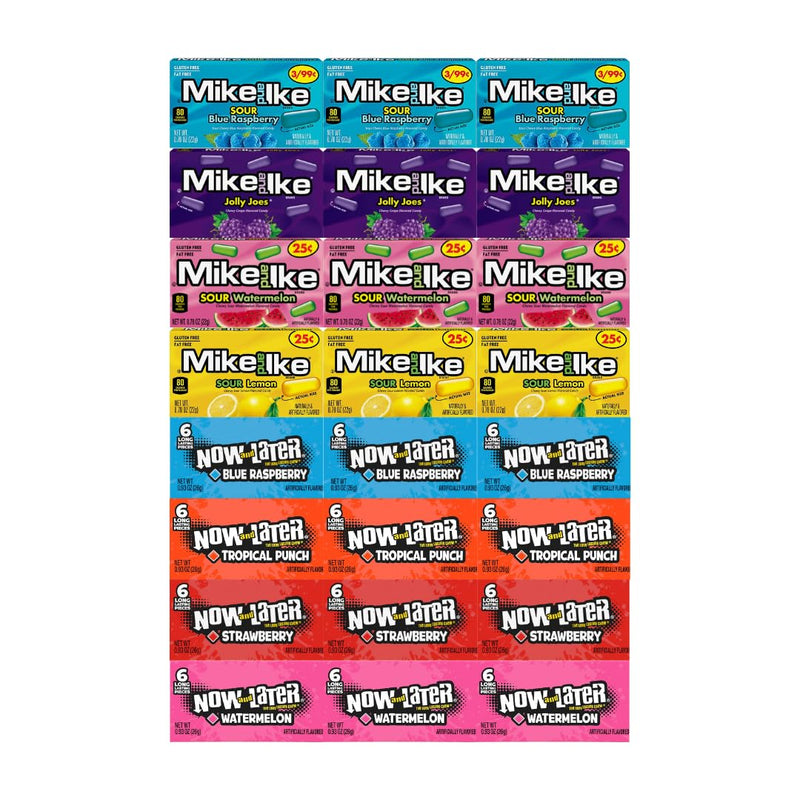 Assorted Mike and Ike Now and Later Candy Variety Pack (24 Pieces) - Perfect for Sharing, Parties & Snacks!