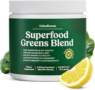 ColonBroom Super Greens Powder with Probiotics & Spirulina, 28 Servings