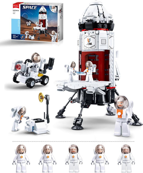 Rocket Building Set with Mars Rover & 5 Astronaut Minifigures, City Space Rocket Launcher Building Kit for STEM Role-Play, Gift Kids Toys for Boys 8-12, Compatible with Lego City Space, 733 PCS