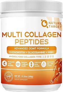 NATURE TARGET Multi Collagen Peptides Powder for Women Men, 35 Servings