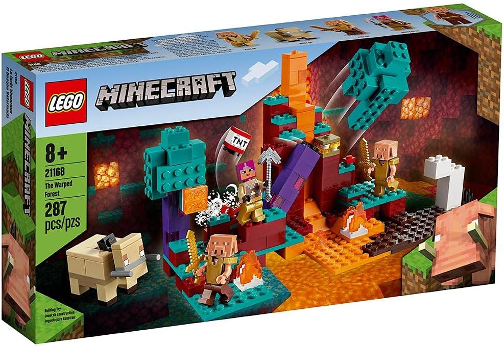 LEGO Minecraft The Warped Forest 21168 Hands-on Minecraft Nether Creative Playset; Fun Warped Forest Building Toy Featuring Huntress, Piglin and Hoglin (287 Pieces)