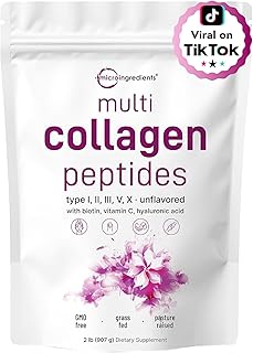 Micro Ingredients Multi Collagen Peptides Powder, 2lb (82 Servings)