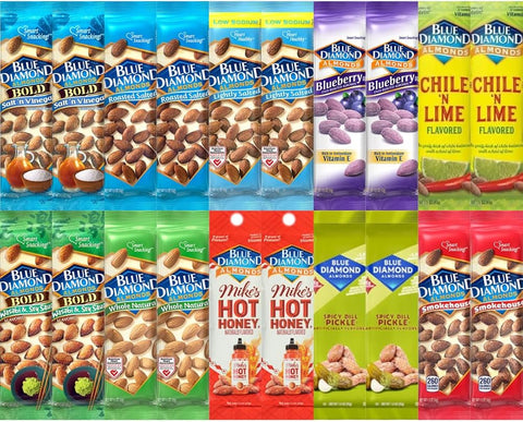 Diamond Almonds Variety Pack, 10 Flavors, 1.5 oz, 20 Pack