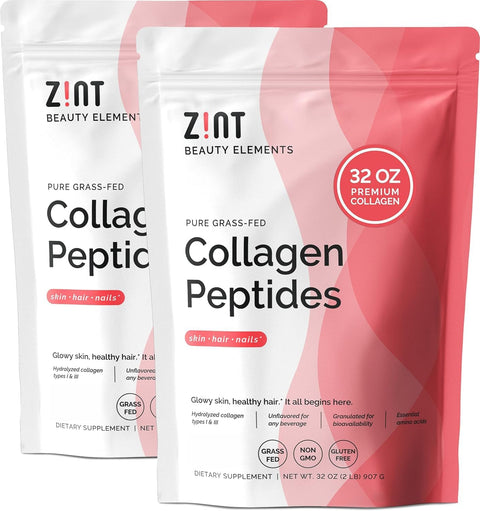 Zint Keto Collagen Protein Powder for Anti-Aging 64oz Total - Grass Fed Hydrolyzed Collagen Peptides, 32 oz (2 Pack)