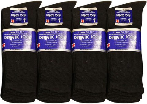 Falari Physicians Approved Diabetic Socks For Men Women Non-Binding Loose Top Wide Crew Length (, Black, 10-13) - Personal Care