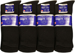 Falari Physicians Approved Diabetic Socks For Men Women Non-Binding Loose Top Wide Crew Length (, Black, 10-13) - Personal Care