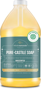 Wholenaturals Pure Castile Soap Liquid, EWG Verified & Certified Palm Oil Free Unscented, Natural, Mild & Gentle Non-gmo & Vegan - Organic Body Wash, Laundry, Pet/Dog and Baby Soap - 64 Fl Oz
