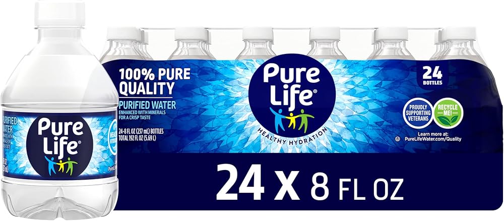 Pure Life Purified Bottled Water - 24 Pack, Mini 8 Fl Oz Bottles