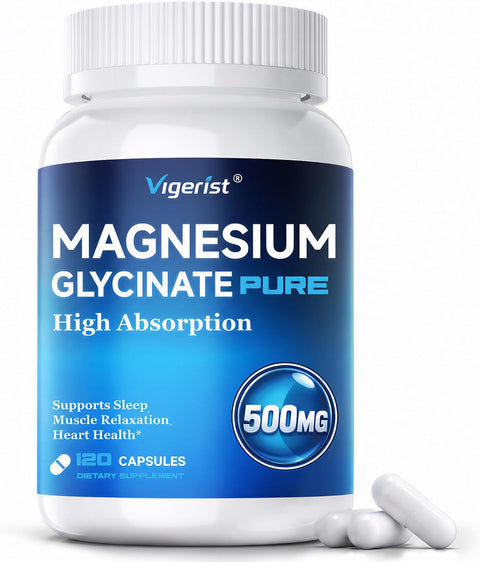 Magnesium Glycinate 500mg, High Absorption, Sleep, Calm & Muscle Support