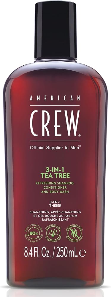 American Crew Shampoo, Conditioner & Body Wash for Men, 3-in-1, Tea Tree Scent, 8.4 Fl Oz