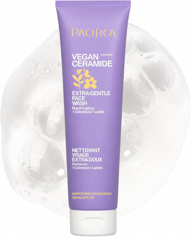 Pacifica Face Wash for Sensitive Skin Facial Cleanser Vegan Ceramide Barrier Repair Extra Gentle for Daily Fragrance Free for Sensitive Skin, Clean Beauty, Vegan & Cruelty-Free Dermatologist Tested