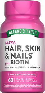 Nature's Truth Hair Skin and Nails | 60 Caplets | Plus 5,000 mcg Biotin