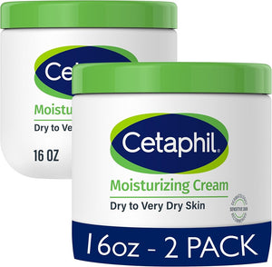Cetaphil Moisturizing Cream, Dry Sensitive Skin, Fragrance Free, 16oz 2Pk