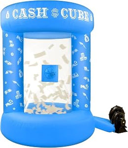 Silipull 5 FT Inflatable Cash Cube Booth Inflatable Money Machine Booth Money Blower Machine Cash Grab for Adults Game Activity Events (No Blower Included) (Blue)