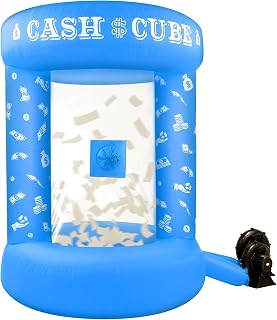 Silipull 5 FT Inflatable Cash Cube Booth Inflatable Money Machine Booth Money Blower Machine Cash Grab for Adults Game Activity Events (No Blower Included) (Blue)