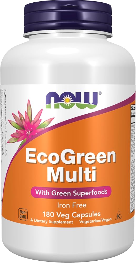 NOW Supplements, EcoGreen Multi Vitamin with Green Superfoods, 180 Veg Caps