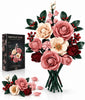 Pink Rose Flower Bouquet Building Set for Adults, 645PCS