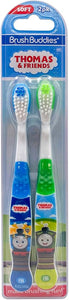Brush Buddies Thomas and Friends Kids Toothbrush Twin Pack Manual Toothbrushes for Toddlers and Children Soft Bristles Character Toothbrush for Boys and Girls Ages 3 Plus Green and Blue