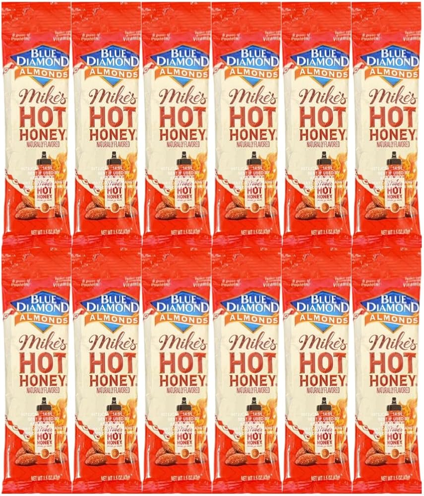Diamond Almonds Hot Honey, Sweet & Spicy Roasted Almonds, 1.5 oz Bags, 12 Count