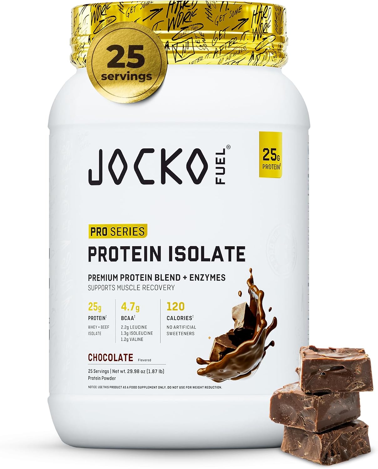 Jocko Fuel Whey Isolate Protein Powder | 25G Protein | Chocolate 25 Serving