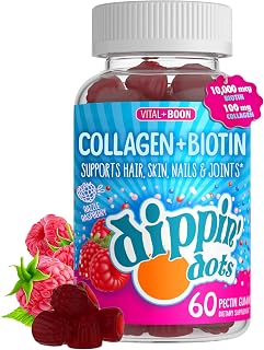 Dippin' Dots Hair Skin and Nails Vitamins, Biotin Collagen (60ct)