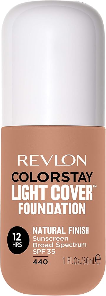 Revlon ColorStay Light Cover Liquid Foundation, Hydrating Longwear Weightless Makeup with SPF 35, Light-Medium Coverage for Blemish, Dark Spots & Uneven Skin Texture, 440 Caramel, 1 fl. oz.