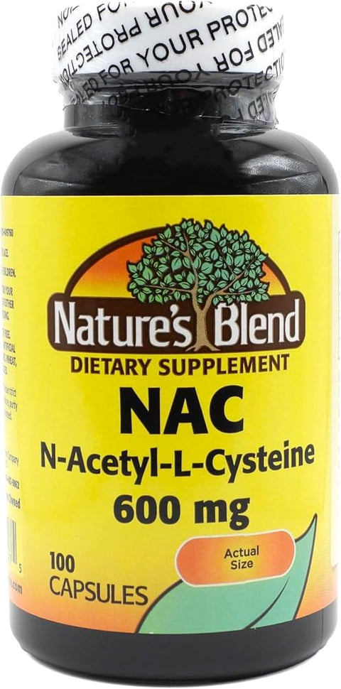 Nature's Blend NAC Supplement N-Acetyl-L-Cysteine 600mg 100 Capsules - Immune Support, Antioxidant for Cellular Health