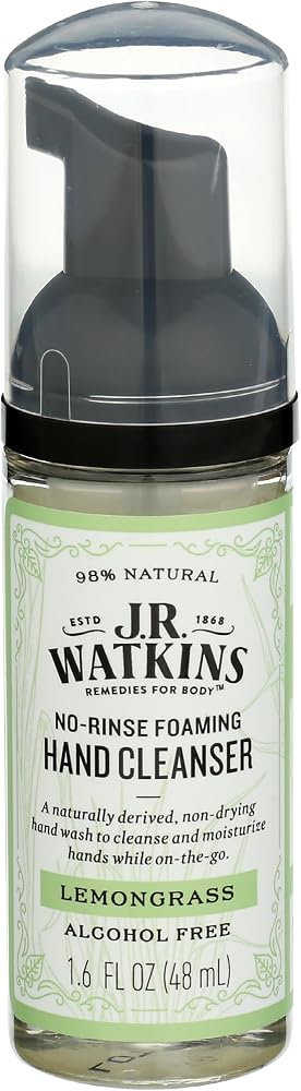 J R Watkins, Cleanser Hand Foaming No-Rinse Lemongrass, 1.6 Fl Oz