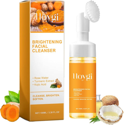 Hoygi Turmeric Face Wash with Brush, Turmeric Foaming Facial Cleanser for All Skin, 3.38 Fl Oz/pcs - Personal Care