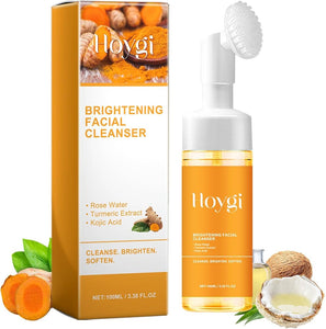 Hoygi Turmeric Face Wash with Brush, Turmeric Foaming Facial Cleanser for All Skin, 3.38 Fl Oz/pcs - Personal Care