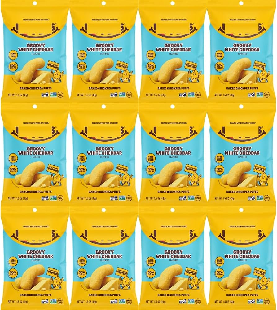 Chickpea Puffs Groovy White Cheddar, 1.5 oz Bags, 12 Pack