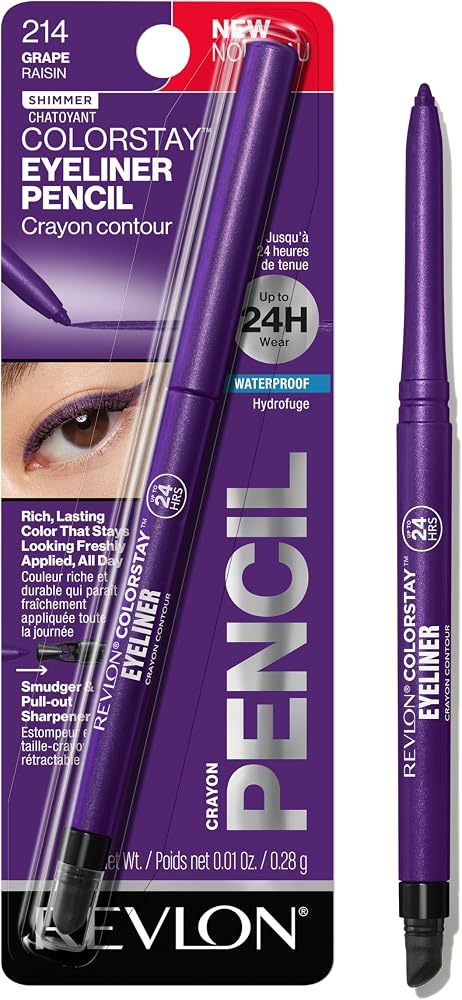 REVLON ColorStay Pencil Waterproof Eyeliner, 214 Grape, 0.01 oz