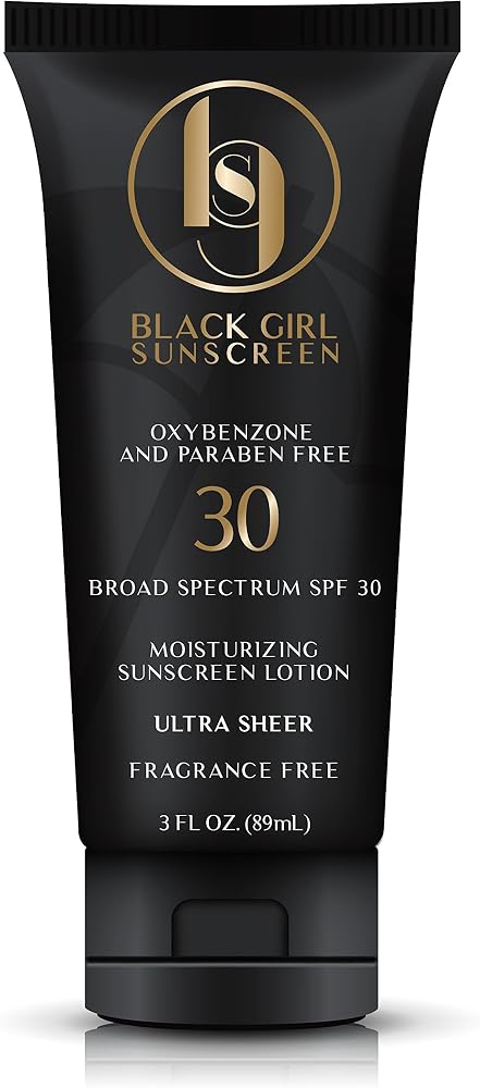 Black GIRL SUNSCREEN Moisturizing Sunscreen Lotion SPF 30, No White-Residue, Formulated with Natural Ingredients for Melanin Rich Skin (3 Fl. Oz.) - Personal Care