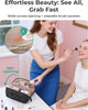BAGSMART Makeup Bag, Travel Cosmetic Bag Organizer, PU Leather Water-Resistant Pouch, Open - Image 2