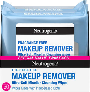 Neutrogena Makeup Remover Wipes, Fragrance-Free, 2 Pack of 25 Ct