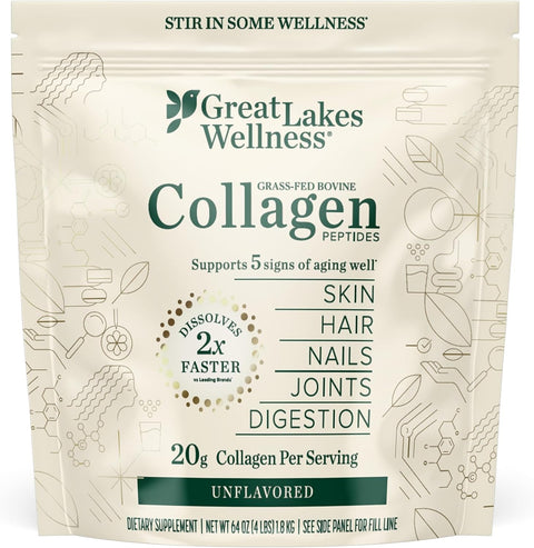 Great Lakes Wellness Collagen Peptides Powder, Unflavored, 64 oz