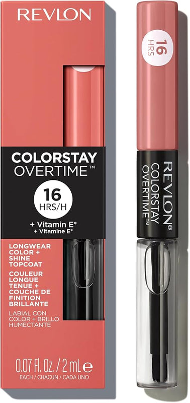 Revlon ColorStay Overtime Lipcolor, 510 Boundless Nude, 0.07 fl oz | Dual-ended liquid lipstick with clear lip gloss. Moisturizing ingredients. Won't smudge, bleed or feather. - Lip Makeup - Beauty