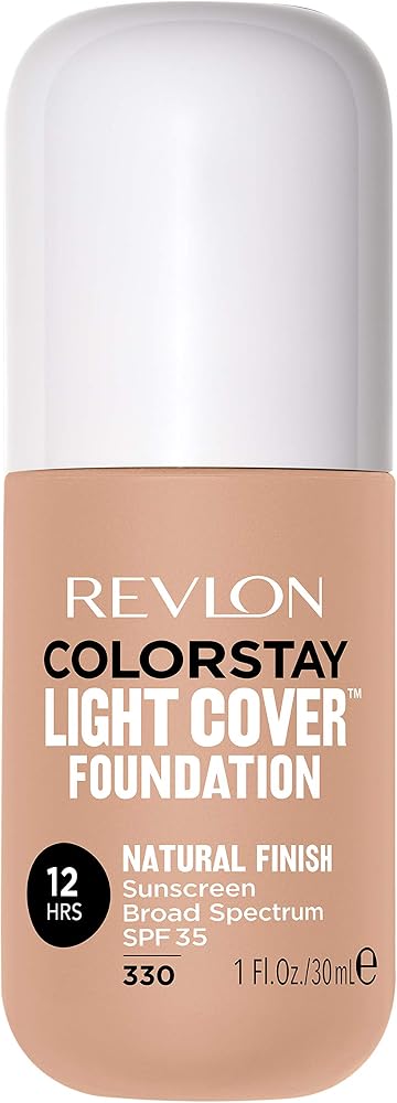 Revlon ColorStay Light Cover Liquid Foundation, Hydrating Longwear Weightless Makeup with SPF 35, Light-Medium Coverage for Blemish, Dark Spots & Uneven Skin Texture, 330 Natural Tan, 1 fl. oz.